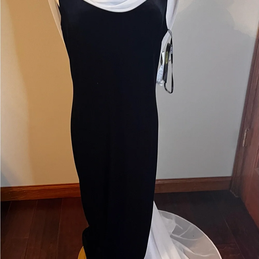 Vintage Night Way Collections Evening Formal  Gown Size 12 Tags NOS Black White - Picture 4 of 11